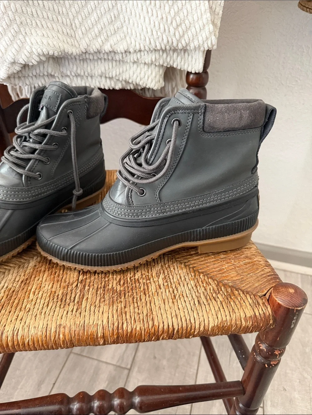 Tommy Hilfiger Charcoal Gray Waterproof Duck Boots